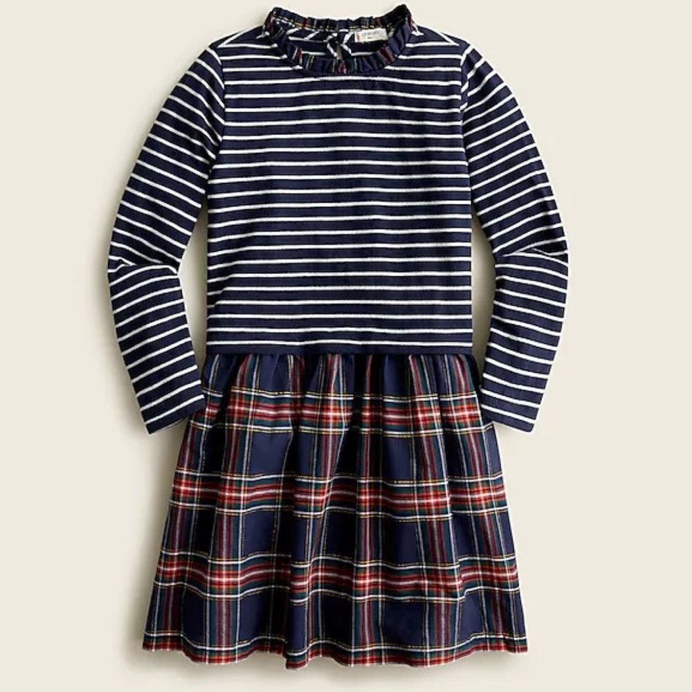 Crewcuts Navy Striped and Plaid Dress